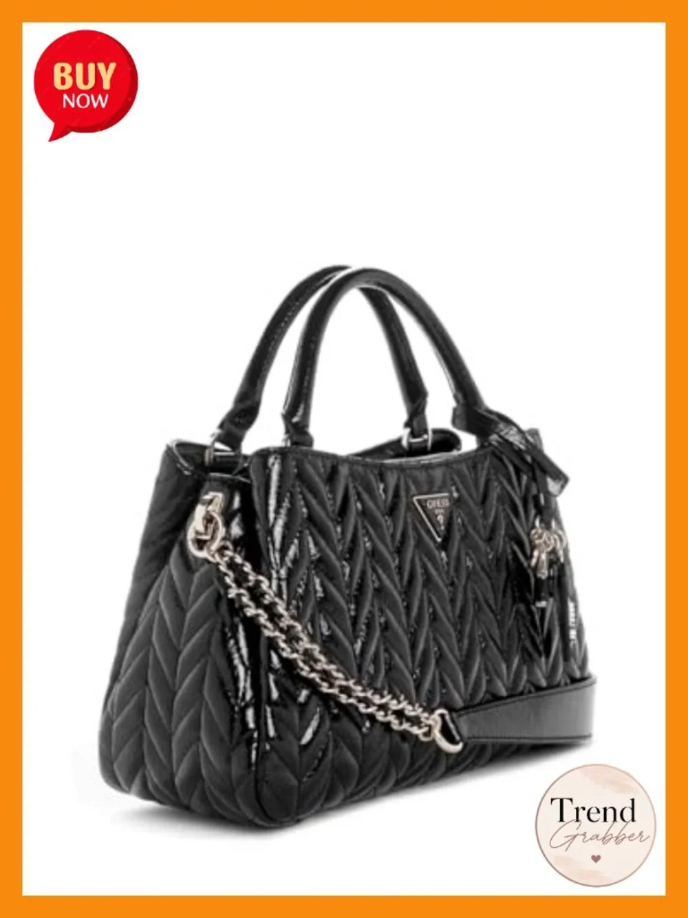 PU Leather Triple Compartment Satchel with Gold Hardware